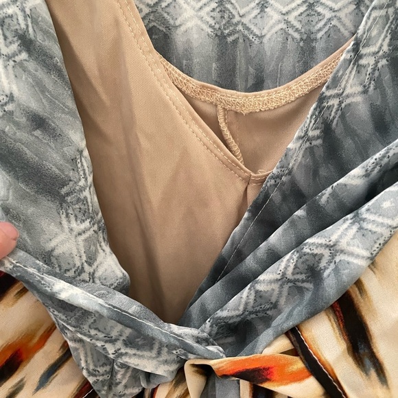 Kiyonna PLUS Maxi Meadow Dream Womens 1X Flutter Sleeves Animal Print Geometric - Picture 4 of 12